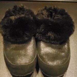 Sorel Go Coffee Run Fur Slipper Black Size 6